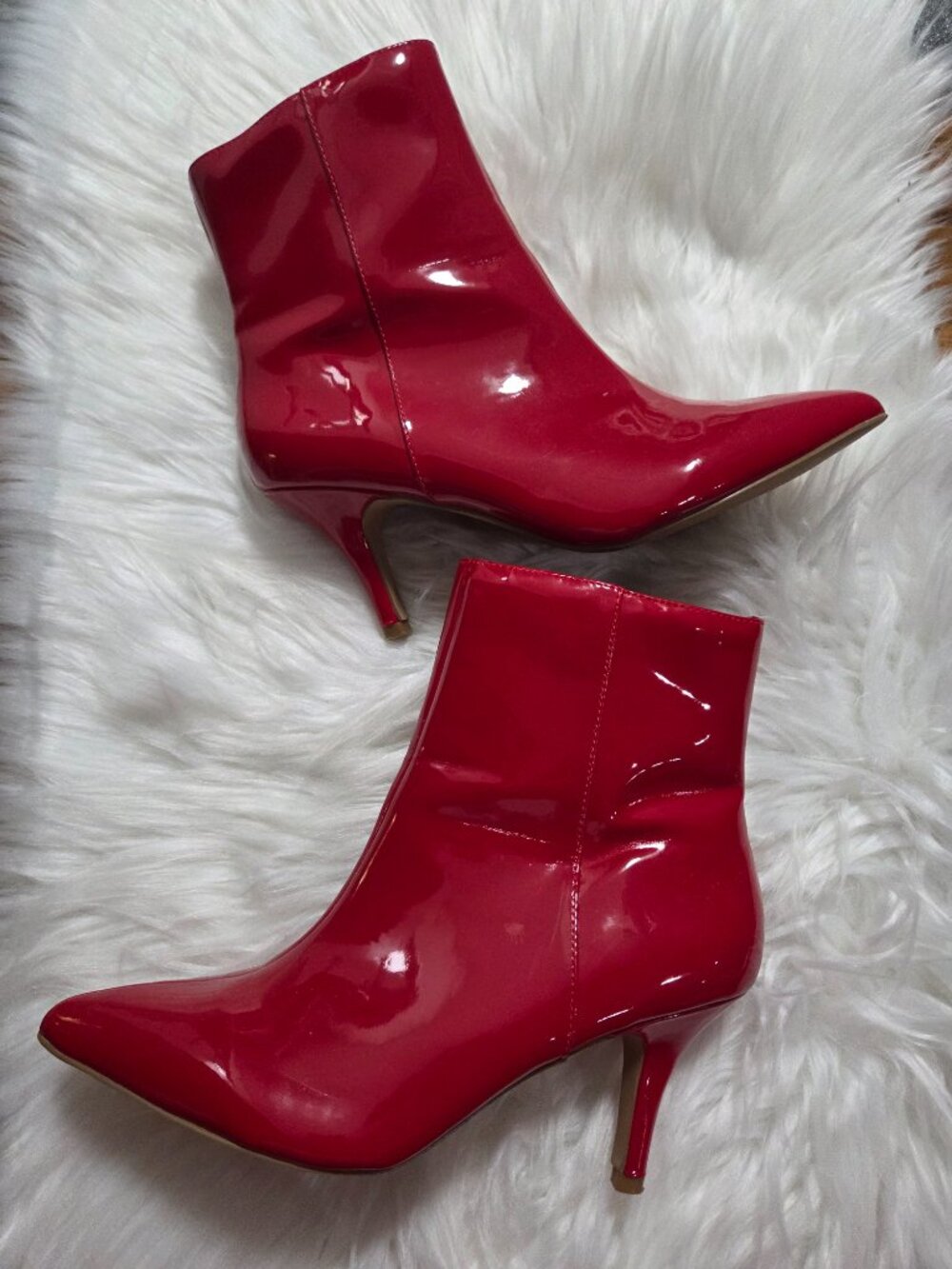 Shiny Red Heeled Booties